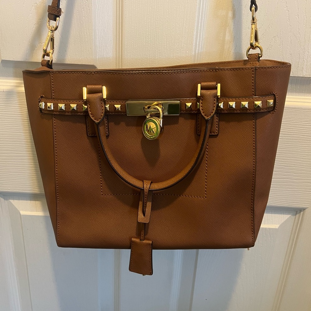 Michael Kors Hamilton Traveler Tote brown with stud accents